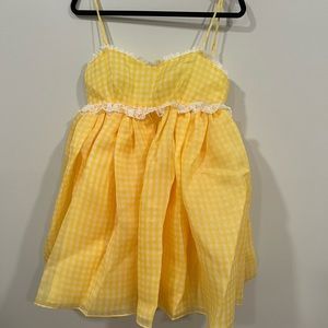 Selkie - Buttercream Gingham Rosebud Dress - Size Small
